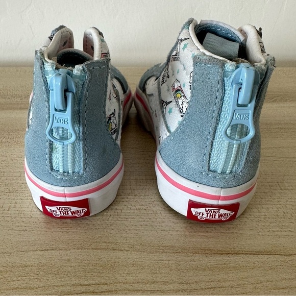 Vans Sk-8 Hi Zip I Love Unicorns Toddler Girl Blue Suede Hi Top Shoes Size 4 - Picture 3 of 9